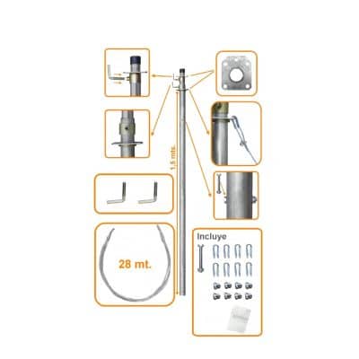 MASTIL TELESCOPICO CON VIENTOS 2X1.5 3MT LINKMADE