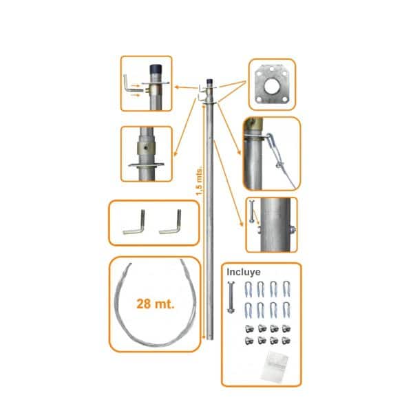 MASTIL TELESCOPICO CON VIENTOS 2X1.5 3MT LINKMADE