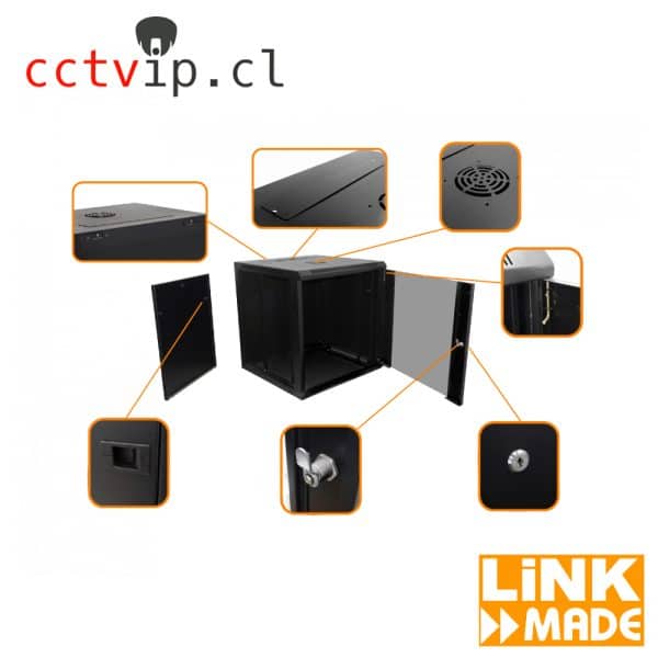 RACK PARED NEGRO RK12-6L 60CM FONDO 12U LINKMADE - Imagen 3