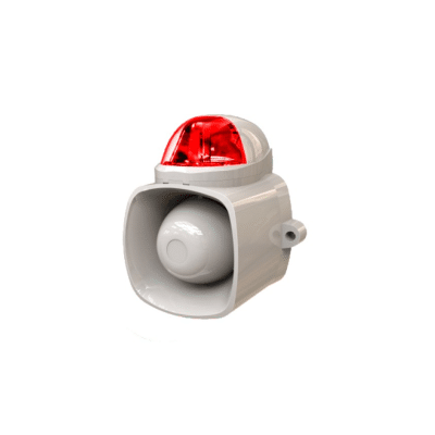 SIRENA 20W AUDIO DE ADVERTENCIA LUZ EXTERIOR BLANCA Y ROJA ATC