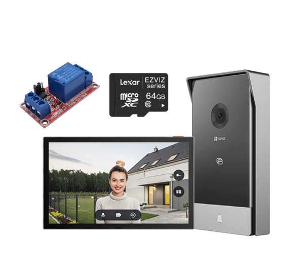KIT VIDEO PORTERO IP HP7 3MP - MEMORIA 64GB - MODULO RELE EZVIZ